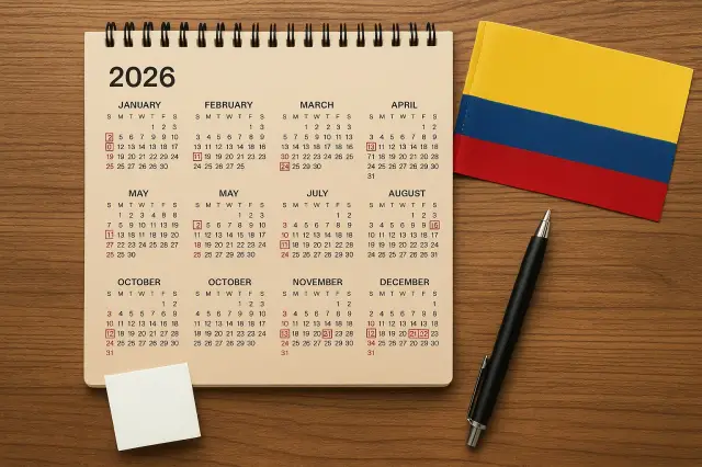 Calendrier du travail colombien 2026 : jours fériés, vacances et jours chômés