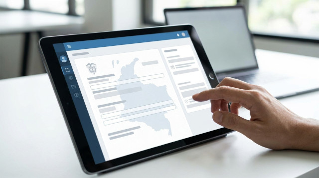 Interfaz digital de la Superintendencia de Notariado y Registro mostrando un certificado de tradición y libertad con el mapa de Colombia de fondo