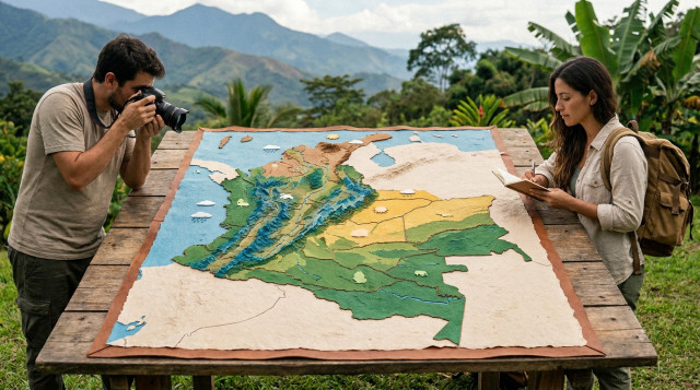 Mapa de Colombia resaltando las diferentes regiones naturales y sus climas característicos para planificar viajes