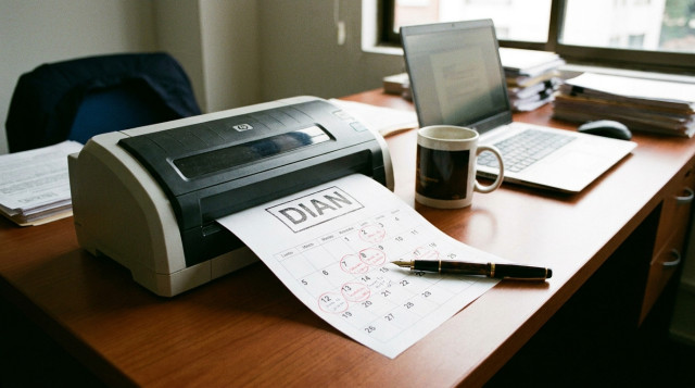 fotografía de una impresora de calendario con la palabra 